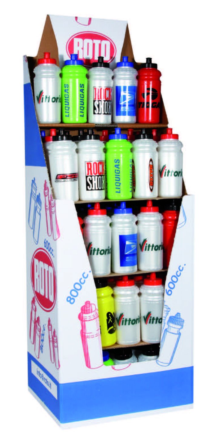 Floor display with 64 Praxi 800 ml flasks